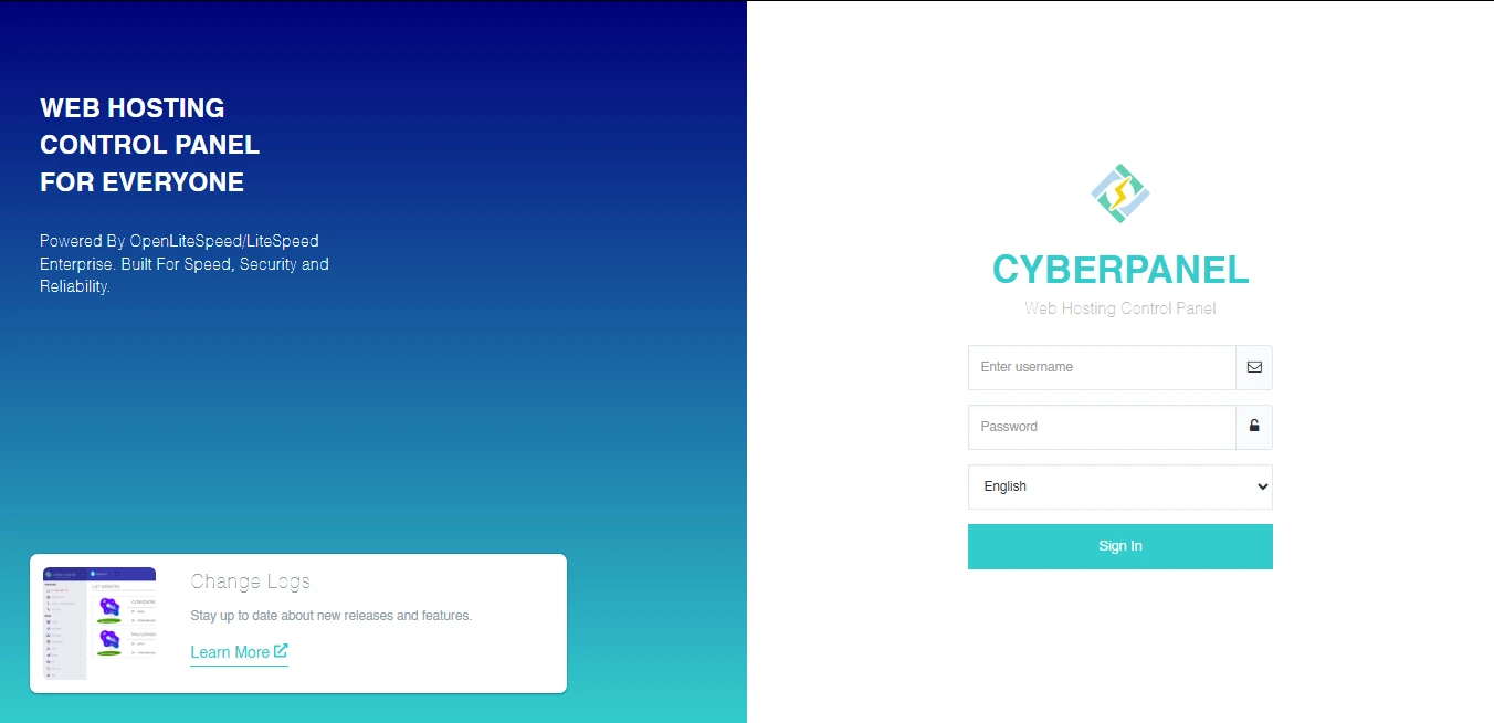 CyberPanel Dashboard Screenshot